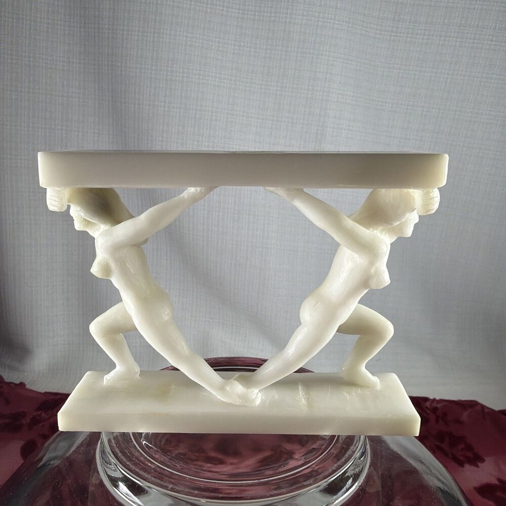 Vintage Art Deco Frosted Lucite Acrylic Caryatid Female Nude Display Riser Stand